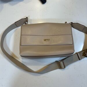 DKNY Tan Crossbody Bag with Adjustable Strap and Flap Closure NWOT